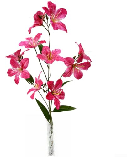 ZWEquipint konstgjord Bauhinia lilja silkesblommor 10 huvuden 90 cm för bröllop hem kontor dekor (röd)
