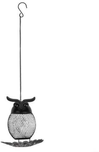 Mangeoire à oiseaux en métal en forme de hibou à suspendre à l'extérieur, station de nourriture pour oiseaux sauvages avec design résistant aux écureuils, décoration de jardin pour jardin, support en