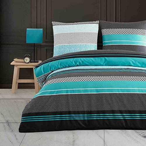 Buymax® Bettwäsche 200x200 100% Baumwolle 3-Teilig Bettbezug - Bettwäsche-Sets 200 x 200cm mit 2 mal Kissenbezüge 80x80cm, ÖKO-TEX Renforcé-Bettdeckenbezug Set mit Reißverschluss