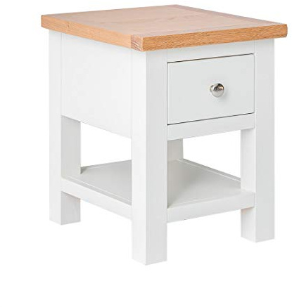 RoselandFurniture Farro White Lamp Table | Painted Country Solid Wood Small Side End Sofa Table for Living Room, Hallway or Bedroom, Fully Assembled
