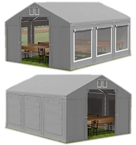 Das Company Partyzelt 4x6m Lagerzelt Universalzelt Moskitonetz wasserdicht grau Zelt 560g/m² PVC Plane Hochwertigeszelt Gartenzelt Summer ISDM - Faltpavillon, Gartenpavillon, Pavillon - Gartenhaus