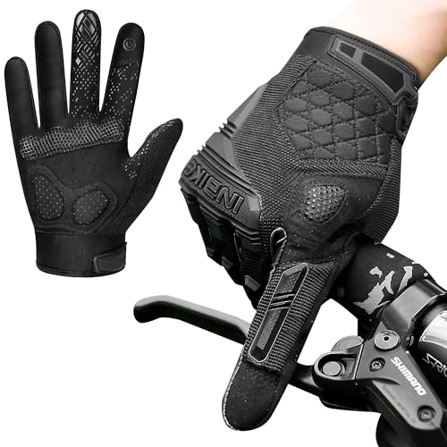 INBIKE MTB Handschuhe Herren Sommer Vollfinger Fahrradhandschuhe Lang Motocross Atmungsaktive Touchscreen rutschfest Radhandschuhe für Radfahren Moutainbike Rennrad Schwarz XXL