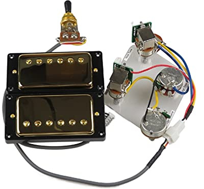 Guitar Pickups Humbucker Pickups Neck And Bridge Pickup 4C Wiring Harness Push-pull Single Cut Set For Gibson Epiphone Guitar Electric guitar pickups (Color : Gold Black Frame)