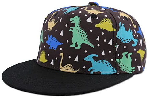 SEYUFN Kinder Baseballmütze Baby Mädchen Jungen Kappe Cap Baseballkappe mit Flacher Krempe für Kinder Jungen Sport Hut mit Cartoon-Muster Mädchen (Dinosaurier, 4-6 Jahre(54cm))