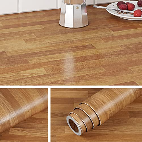 Livelynine 15.8x394 Butcher Block Peel and Stick Countertop Vinyl Wrap Wood Grain Contact Paper Heat Resistant Wood Peel and Stick Countertops Waterproof Kitchen Wallpaper Adhesive Counter Top Cover