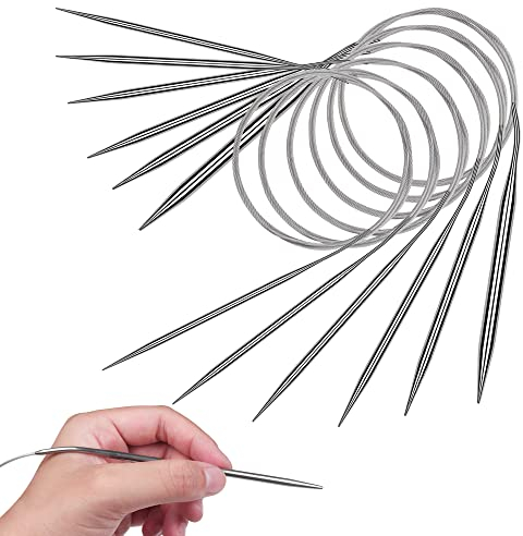Stricknadeln Rundstricknadel 80cm, 6 Stück Edelstahl Rundstricknadeln 2,0mm, 3,0 mm, 4,0 mm, 5,0 mm, 6,0 mm, 8,0 mm, Rundstricknadeln Set für Anfänger, Rundstricknadel Set Arthritis für Pullover Schal