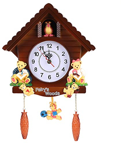 Hapivida Cuckoo Clock, Handicraft Vintage Tree House Wall Clock with Cute Toys for Bedroom Living Room School Decoration