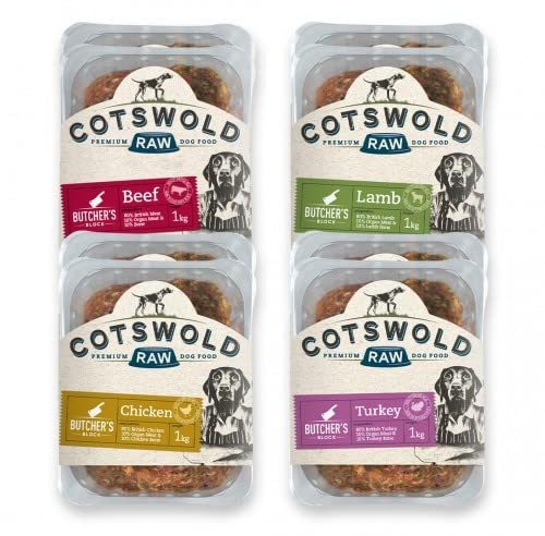 Cotswold RAW Butchers Block 80/10/10 Mince Adult Raw Dog Food, BARF Premium British Meat Raw Food for All Dogs, Frozen Dog Meal, Mixed Box - 16kg