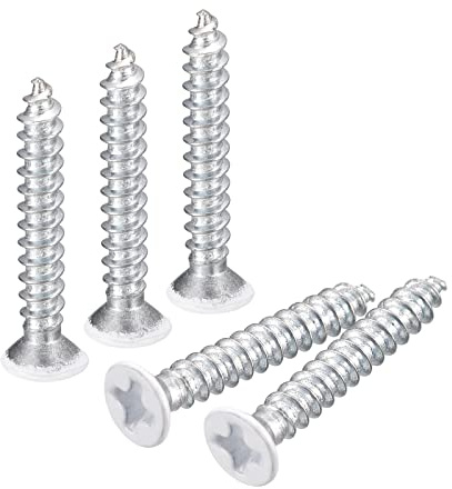 QUARKZMAN ST3x20mm Tornillos Autorroscantes, 50uds Tornillos Autoperforantes de Plana Cabeza Phillips, Madera Tornillos Blanco para Carpintería