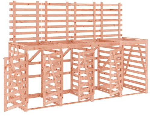 vidaXL Mülltonnenbox, Mülltonnenverkleidung für 4 Tonnen, Mülltonnenschrank mit guter Belüftung, Mülltonnenschutz Müllhaus Müllbox, Massivholz Douglasie