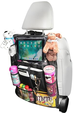 Wekuw Rückenlehnenschutz Organizer, Autositz Organizer mit 10 Aufbewahrungsbeuteln Auto Rücksitz Organizer Auto Organizer Wasserdichter für Rücksitz organizer, für Autofahrten mit Kindern