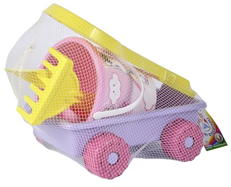 Sandwagen Unicorn gefüllt, L:31cm, 6 Teile, Eimer, Wagen, Schaufel, Rechen, 1x Sandform