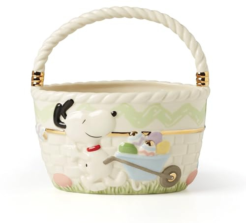 Lenox 895686 Peanuts Easter Snoopy & Woodstock Basket, Spring Home Decor