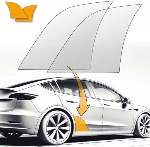 LACKSCHUTZSHOP Lámina protectora de pintura transparente apta para Tesla Model Y – Radkasten, Lackschutzfolie, Steinschlagschutz – Transparente brillante lámina autoadhesiva incluida Montage-Zubehör