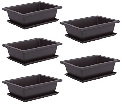 Macetas para Interiores, Maceta para bonsái, 10 Unidades, Maceta Cuadrada de plástico con platillo, macetas de jardín de 6,3x4,7x2,3 Pulgadas para Cultivo de Flores suculentas
