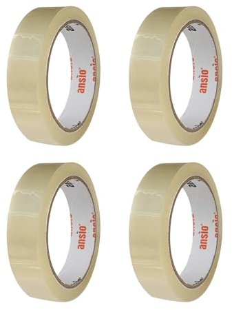 ANSIO Cellotape Clear Packing Tape 24mm x 50m - Pack of 4 Parcel Tape Strong Adhesive for Easy, Secure Packaging