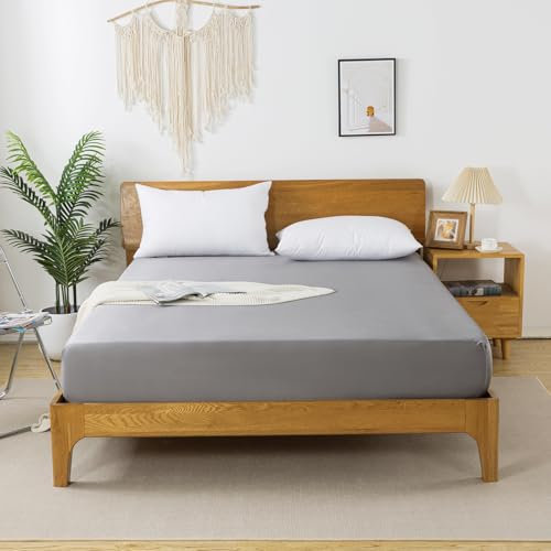 bienDo Spannbettlaken 180x200 Boxspringbett, Grau, Bambus-Vegan Silk Bettlaken, 35CM Hohe Matratze, Allergiker, Weich, Kühlung und Atmungsaktiv