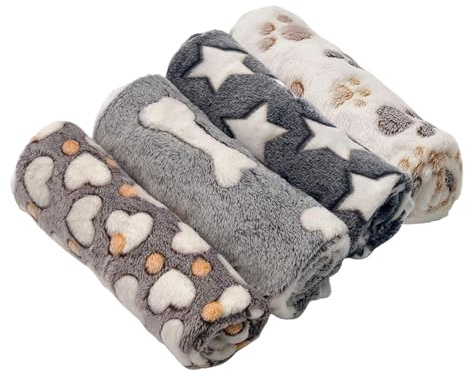ZQuintuplian 4Pcs Pet Blanket - Washable Dog Blankets for Small Dogs & Cats, Puppy Sleeping Mat for Indoor Use