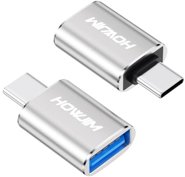 HOWJIM Adattatore da USB C a USB 2Pezzi,Ricarica Rapida 3A 100W,OTG 10Gbps Adattatore Type-C Maschio a USB3.2 Femmina per M-acBook Pro/Air Phone 17/16/15 Pad G-alaxy X-peria D-ell XPS S-urface Argento