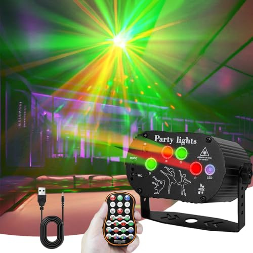 Lumière Disco, DJ Party Lumières, Mini LED Stage Lumiere avec Télécommande, Lampe Stroboscopique à Commande Vocale avec 2m Câble, Jeux de Lumiere pour Deco Karaoké Fete Mariage Anniversaire