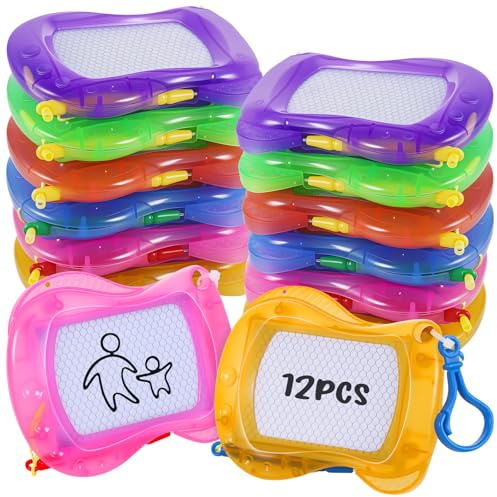 Yimomoyi Magnetic Drawing Board for Kids, 12 Pack Erasable Doodle Sketching Writing Board Pad Travel Games for Kids in Car, Magnetic Drawing Board Kid, Birthday Party Favour, Goodie Bag Filler