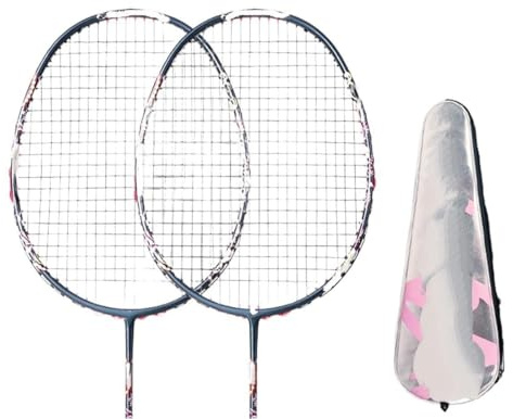 WANGBINGXING Badminton Set Raqueta de bádminton Ultraligera Fibra Carbono 72 ± 2 g y 16 kg con Cuerdas for Entrenamiento Profesional(2Pcs-Sacks 3)
