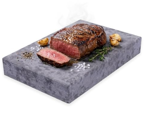 Beefstone Steaksten gjord av natursten (enkel) för modell UNO och modell EVO 20,3 cm x 13,3 cm x 3 cm gjord av Pietra-ollare, perfekt för servering av biff, kött, fisk och grönsaker.