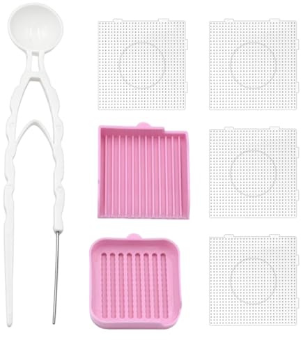 4 Placas Cuadradas para Perlas Hama 2,6mm 14,5×14,5cm, Pegboards Transparentes Resistentes al Calor, con Pinzas Rosas, Espátula y Bandeja para Perlas Fusibles