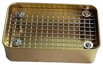 Chinchilla Litter Toilet Toilette pour Rongeurs Plateau d'Entraînement Grille Amovible Silicone Antidérapant Acier Inoxydable Adapté Cage Animaux, S Gold