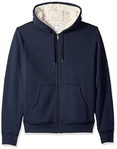 Amazon Essentials Women's Sherpa-fodrad fleecejacka med huva och dragkedja (finns i plusstorlek), Marinblå ljung, M