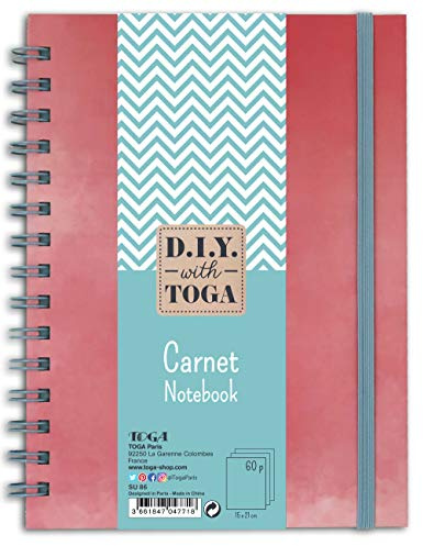 D.I.Y with Toga - Cuaderno bicolor, papel, rosa y azul, 15 x 21 cm