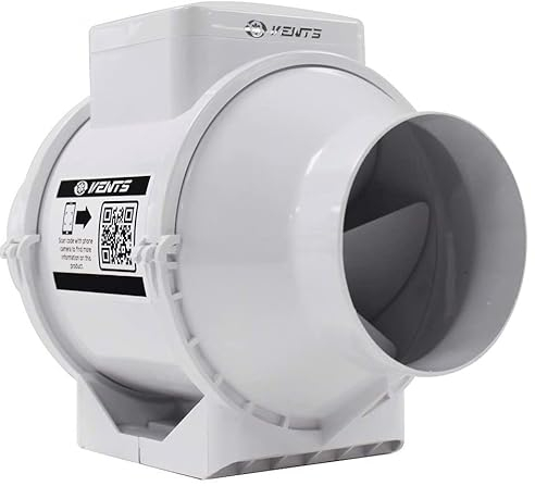 VENTS UK 100mm 4 inch diameter Inline Extractor Fan Bathroom Shower Ceiling Loft Mounted Powerful Ventilation Damp Control Silent In-line Toilet Office Utility Room