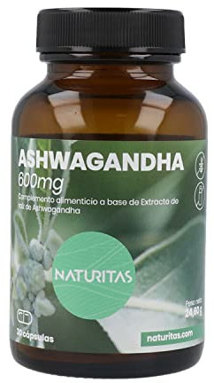 Ashwagandha 600mg 30 Cápsulas Naturitas Essentials | Rejuvenecedor | Vitalidad | Antioxidante | Protege el cerebro y el sistema nervioso central
