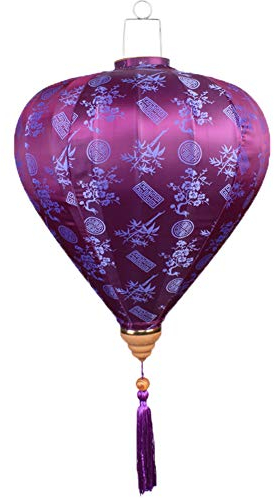 MIHOTA Gartenlaternen, Solar-Hängelaternen, Gartenzubehör, Stoff-Hängelaterne for den Hausgarten, langlebig, traditionelle chinesische Laterne, Lampenschirm-Dekor, 35,6 cm, Lila