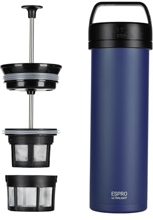 ESPRO P0 Cafetera de Embolo de Viaje, Aislada, 470 ml, Azul