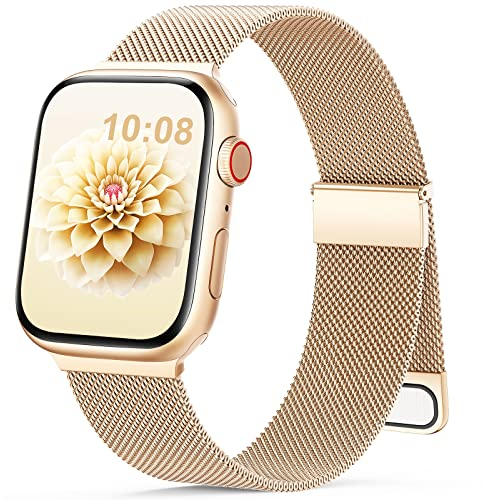 Ersatzarmband Kompatibel mit Apple Watch Armband 40mm 38mm 41mm 42mm 44mm 45mm 46mm 49mm Damen Herren Einstellbar Magnetisch Metall Edelstahl Armbänder für iWatch SE Ultra Series10 9 8 7 6 5 4 3 2 1