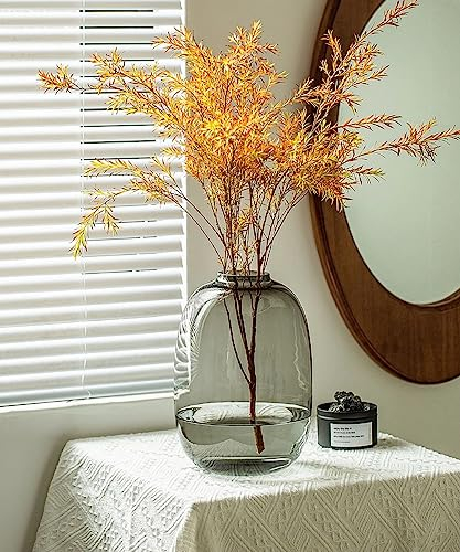 GeLive Rauchglasvase, primärfarbige Glasvase, klare Tischvase, Blumenarrangement für Lange Zweige und künstliche Pflanze, Zuhause, Innendekoration, Rauchgrau
