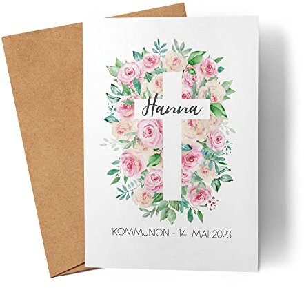 Kiddle-Design Karte Kommunion Mädchen Kommunionskarte Personalisiert Geldgeschenk Sprüche Glückwunschkarte Gratulation zur Erstkommunion