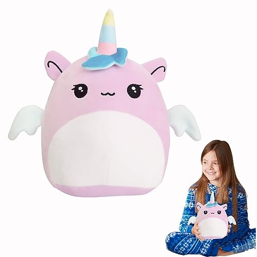 POPOYU Cojín de peluche de unicornio creativo lindo Kawaii almohada muñeca unicornio rosa almohada decorativa para niños y niñas regalos de cumpleaños suave cama/sofá decoraciones