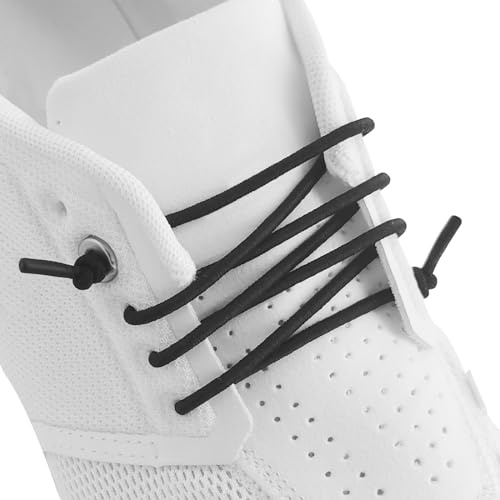 UamGlsob Lacci elastici sottili rapidi per scarpe da corsa On Cloud, stringhe elastiche senza legare in gomma in cavo con punta in silicone (Black, 24/60cm)