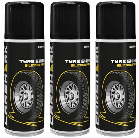 CARSHARK Tyre Shine Silicone-Free, 3 x 500 ml, Clean Finish, Aerosol Spray