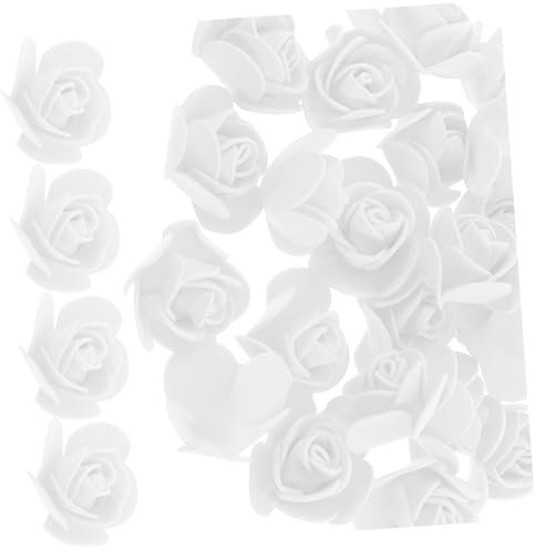 GREENADSCAPE 50stücke Mini Schaumrosen Künstliche Blütenköpfe Für DIY Bastelarbeiten Hochzeitsdekoration Und Party Deko Realistische Kunstrosen Für Blumenarrangements Und Reines Weiß