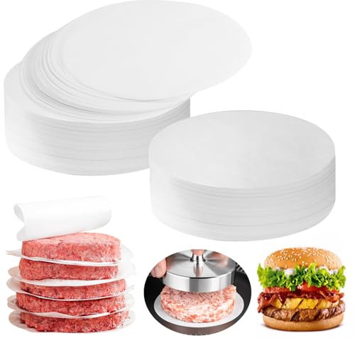 REJOECE 600 Hojas Papel Antiadherente Redondo, 15 cm, para Hamburguesas, Bolas de Carne, Horno, Congelación, Multiusos