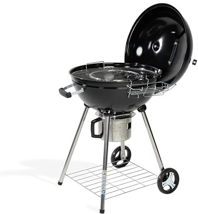 Ravigarden Barbecue Charbon de Bois 57 cm avec Couvercle | Barbecue Rond Charbon | BBQ Charbon 4 Pieds | Idéal pour 8 à 12 Personnes | Centre Amovible | Récupérateur de Cendres | Barbecue Boule
