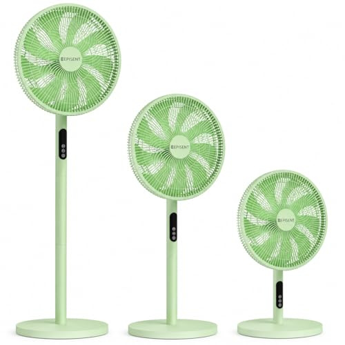 EPISENT Pedestal Fan 16 Inch with Remote, Green | Standing Fan, 3 Speed, 9H Timer, 9 Blade Oscillating, Adjustable Height 65-125cm