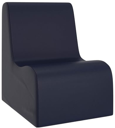 Children's Factory Medium Contour Chair, Mix-and-Match Kids Chairs, Sofas, Corner Ottomans and Cubes, Foam-Filled and Water-Resistant, Flexible Seating for Classroom Elementary, Navy Chair