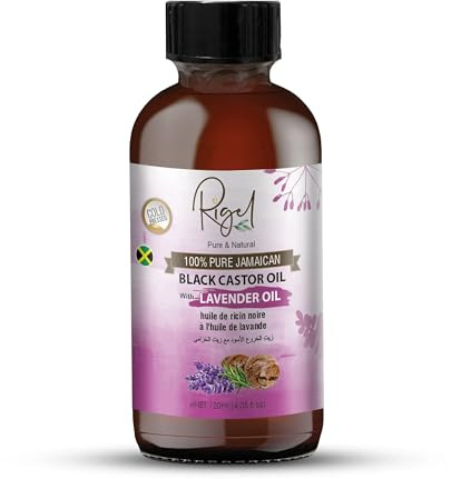 Pure Jamaican Black Castor Oil with Lavender Oil – 120ml (4.05 fl oz) – Natural Hair Care for Growth, Moisture & Scalp Health – Strengthens & Nourishes Hair & Skin by Rigel