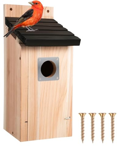 Caja nido para pájaros, nido para aves silvestres, caja nido estable para aves silvestres, nido, nido, casa de pino colgante, casa de pájaros, resistente a la intemperie para colgar, para exterior