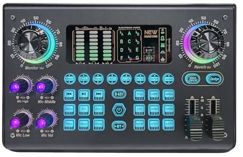 Multifunktionsmixer Bärbart digitalt ljudkort BT USB-mixerkonsol Inbyggd 48V Phantom Power Professionellt Live Mixer-ljud