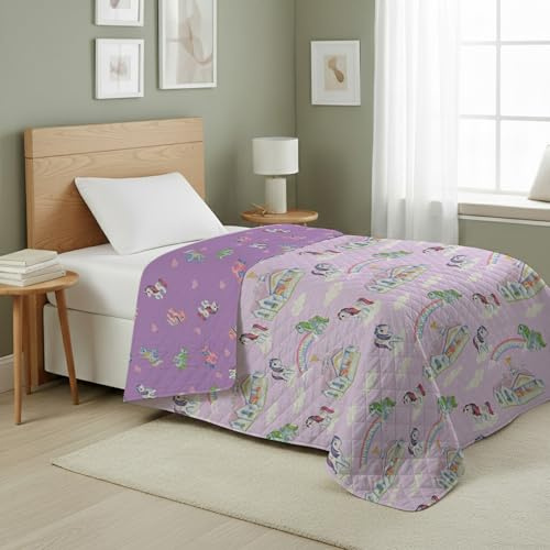 Northwest My Little Pony Vintage Pony Party Quilted Throw Blanket – Official Fleece Blanket Featuring Classic Ponies, Soft Lightweight Bedding for Bed, or Couch, 60 x 80 Inches